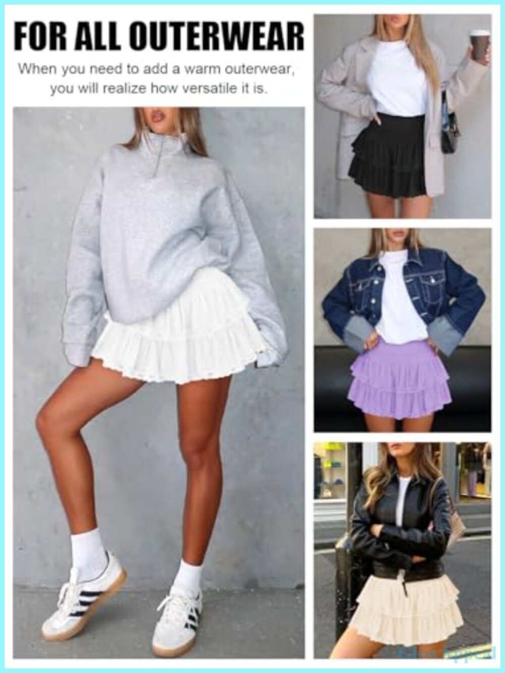 Women's Ruffle Skort Flowy Mini Skirt with Built-In Shorts for Summer, Golf, - Picture 6 of 6